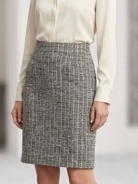 Woven Plad Pencil Skirt